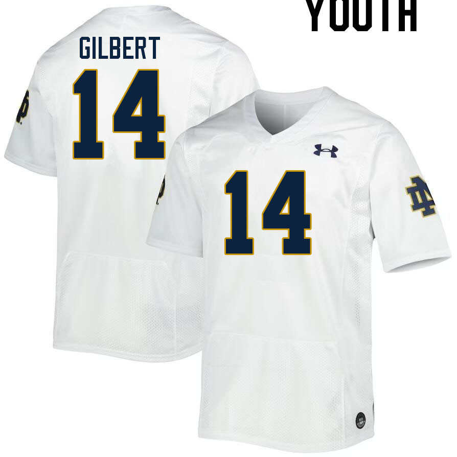 Youth #14 Micah Gilbert Notre Dame Fighting Irish College Football Jerseys Stitched-White